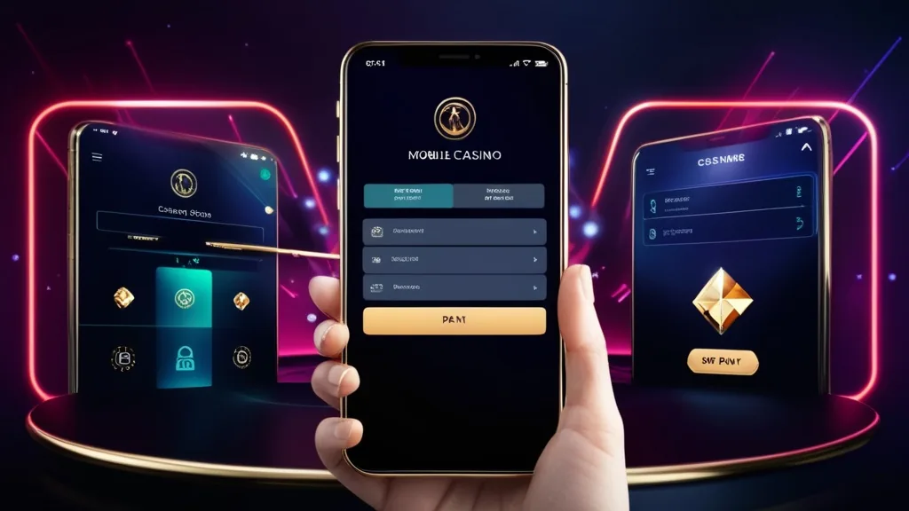 Speler logt in en beheert account en betalingen op mobiele casino-app