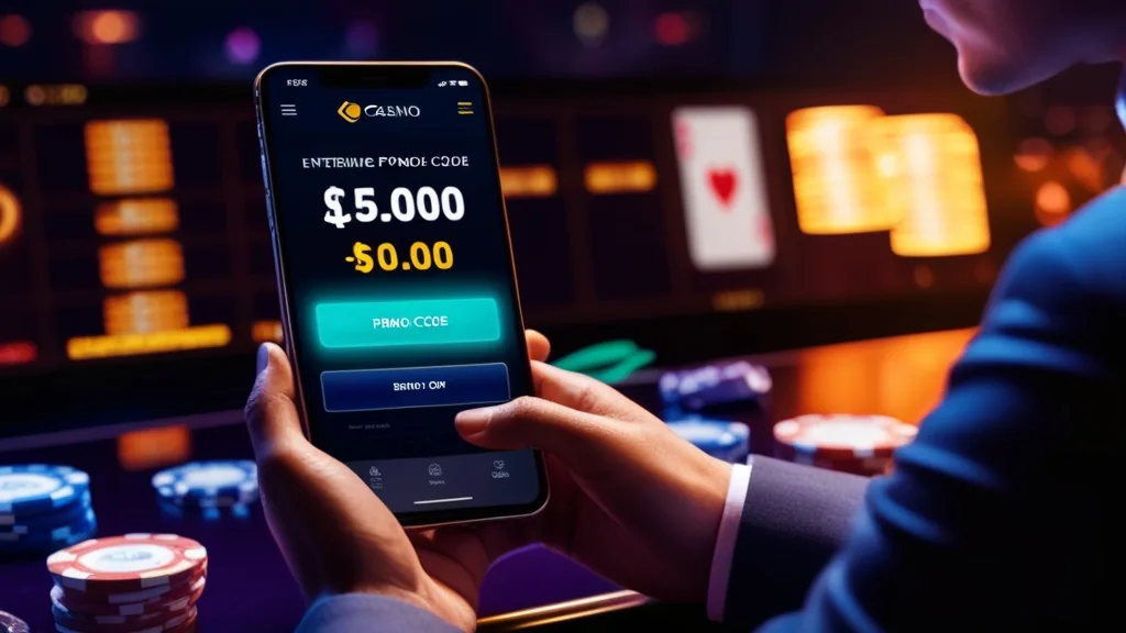 Casino-scherm met bonusveld en speler die een code invoert